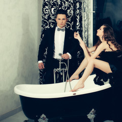 elegant couple in bath