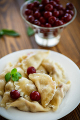 Cherry dumplings with mint