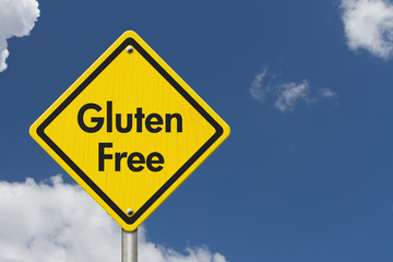 Gluten Free yellow warning highway road sign
