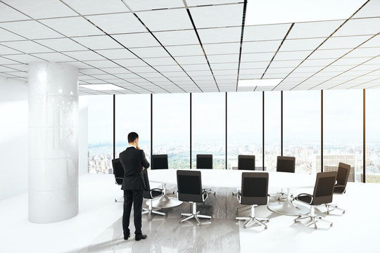 Pensive man in conference room
