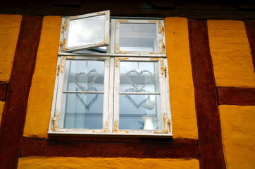 window of a timber framed building