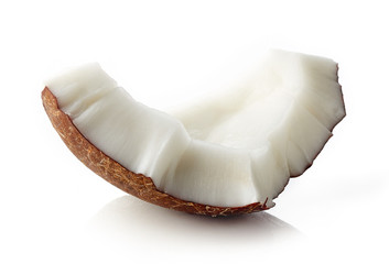 Coconut piece isolated on white background