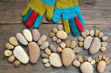 colorful knitted gloves for cold day