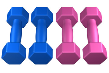 Fitness dumbbells. 3D rendering.