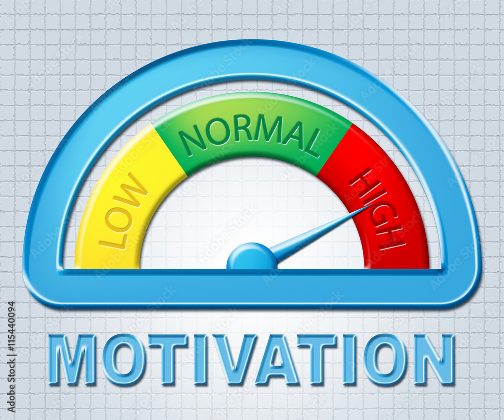 Poster high motivation indicates take action and display