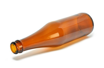 Empty beer bottle isolated on white