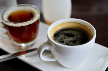 Fresh Roasted Coffee. First shot and second shot which filled honey.

