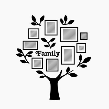 Memories tree with picture frames. Insert your photo into template frames. Collage vector illustration