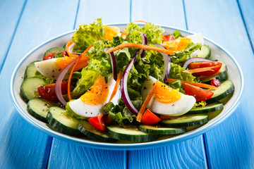 Boiled eggs and vegetables