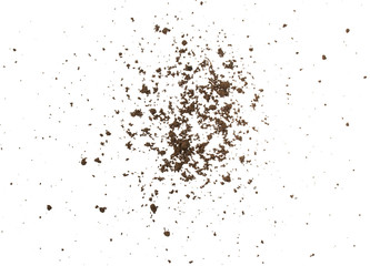 Dirty earth on white background. Natural soil texture