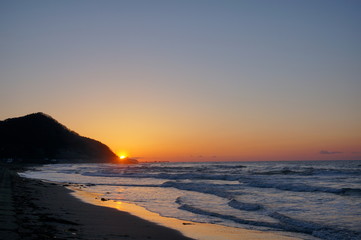 居多ヶ浜の夕景