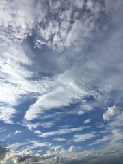 beautiful blue sky with los of fluffy clouds