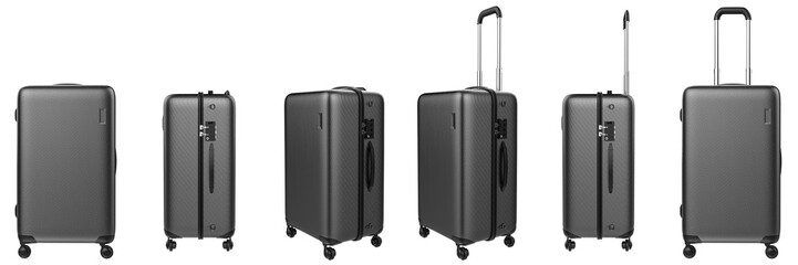 metal luggages isolated on white