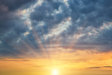 Sunny sunset cloudy evening sky