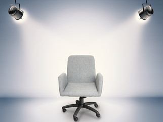 fabric office chair on stage background