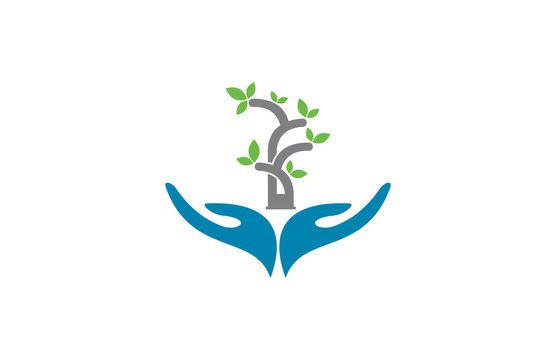 hand leaf vector logo