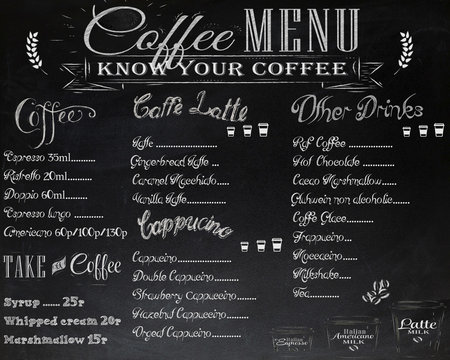 Fototapeta Coffee shop menu