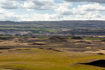 View at Icelandic plains during summertime