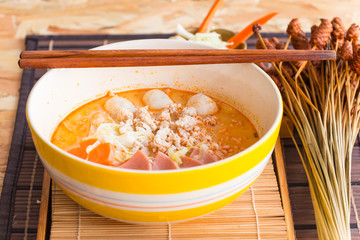 Instant noodles in japanees stlye.