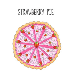 Strawberry cake, birthday cake. Baking with strawberries. vector illustration