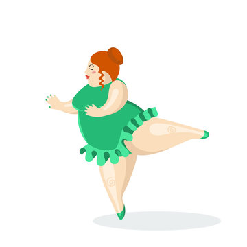 Vector illustration with very big and nice ballerina. Fat ballet dancer.
