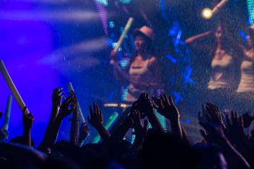 silhouette of people and colorful in concert.