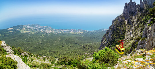 панорама с горы Ай-Петри на города Ялта и Гаспра, Крым, Черноморское побережье