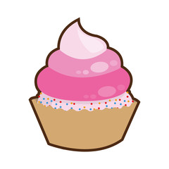 pink cute cupcake dessert cake isolated vector illustration