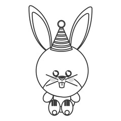 cute baby rabbit with hat party isolated vector illustration
