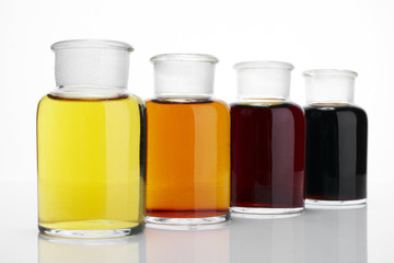 The laboratory glass container and liquid