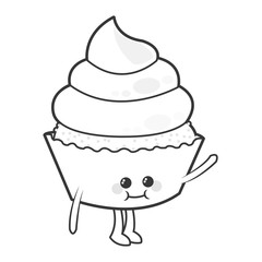 Kawaii cupcake cute cake icon isolated vector illustration