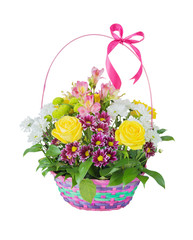 Various flowers in basket