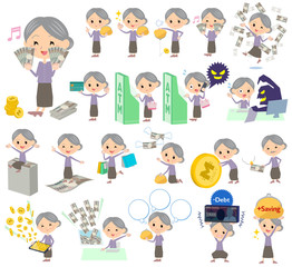 Purple clothes grandmother money