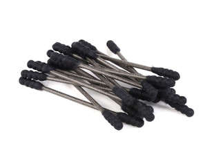 Cotton sticks,cotton wool,black-color on white background.