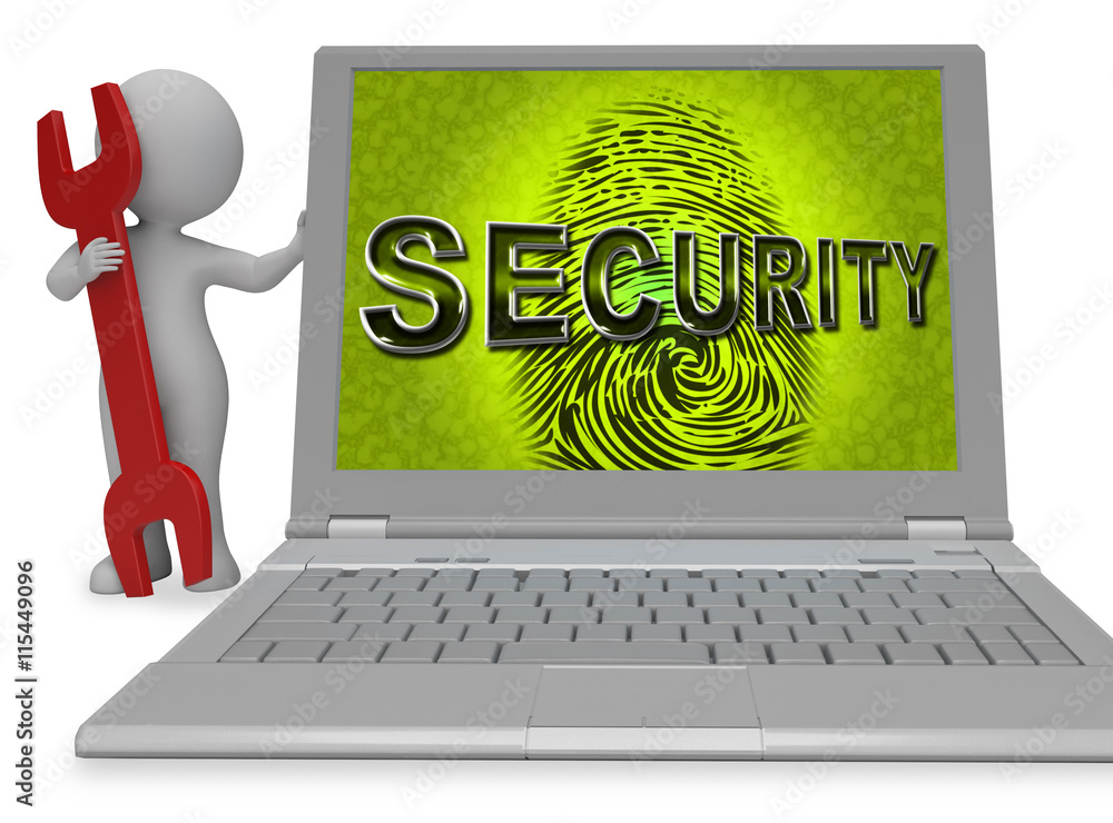 Poster security fingerprint indicates company id and brand 3d rendering