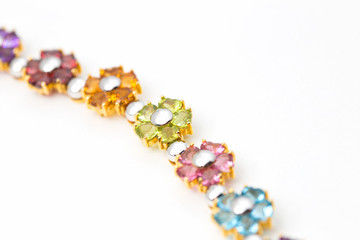 part of flower gems gold necklace