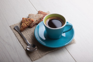 coffee cup with cookies