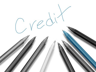 Pens collection isolated on white