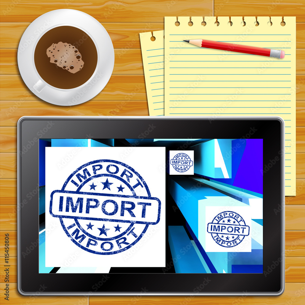 Poster import on cubes showing importing products tablet