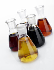 The laboratory glass container and liquid