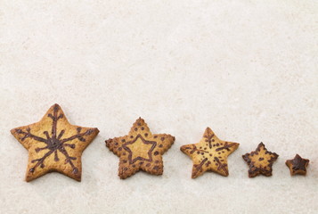 Fototapeta na wymiar Christmas cookies decorated with chocolate
