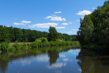 Fototapeta na wymiar Der ruhige Fluss in der freien Natur