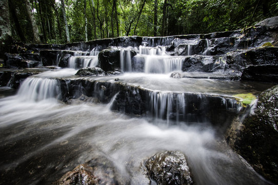 A beautiful waterfall shot with a slow exposure © stockphotopluak