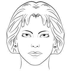 ink sketch head women face pattern