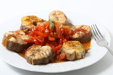 Pesce palombo con peperoni