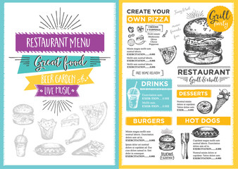 Restaurant cafe menu, template design.