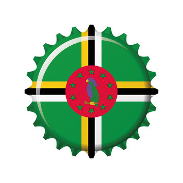 National flag of Dominica on a bottle cap. Vector Illustration