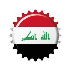 National flag of Iraq on a bottle cap. Vector Illustration