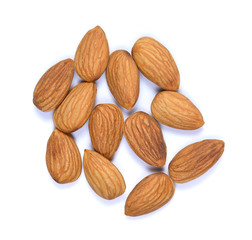dried almond on white background