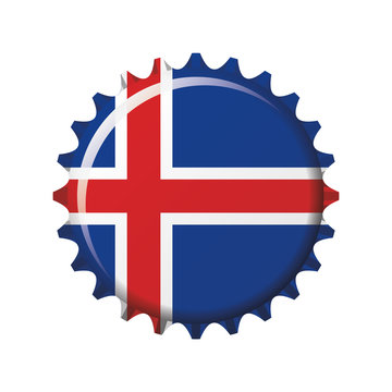 National flag of Iceland on a bottle cap. Vector Illustration